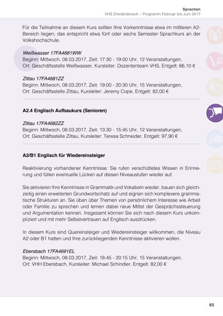 Programm Frühjahr 2017 - Volkshochschule Dreiländereck