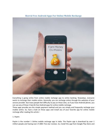 Best & Free Android Apps For Online Mobile Recharge