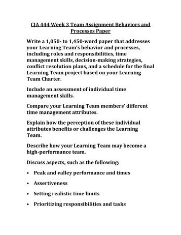 UOP CJA 444 Week 3 Team Assignment Behaviors and Processes Paper