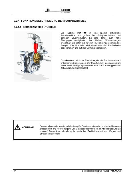 BETRIEBSANLEITUNG RAINSTAR A1, A2 - Bauer