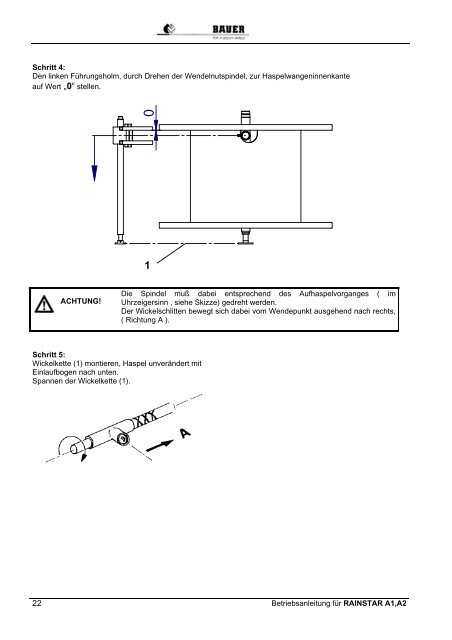 BETRIEBSANLEITUNG RAINSTAR A1, A2 - Bauer