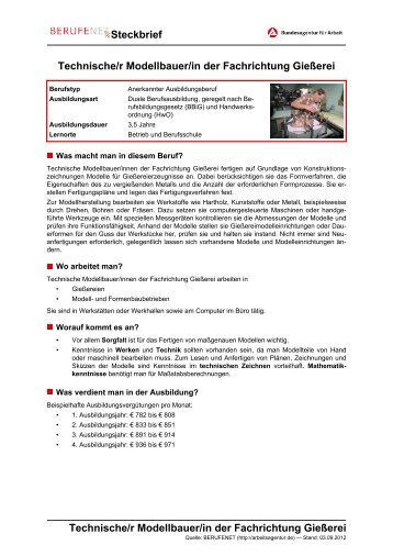 Technische/r Modellbauer/in der Fachrichtung ... - Planet Beruf.de