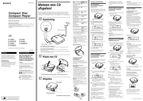 Sony D-E449CK - D-E449CK Istruzioni per l'uso Olandese