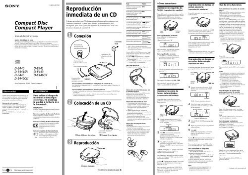 Sony D-E449CK - D-E449CK Istruzioni per l'uso Spagnolo