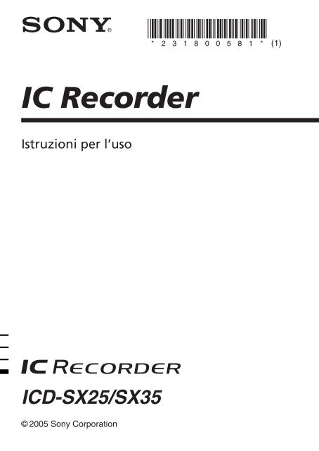 Sony ICD-SX25 - ICD-SX25 Istruzioni per l'uso