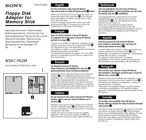 Sony MSAC-FD2M - MSAC-FD2M Istruzioni per l'uso