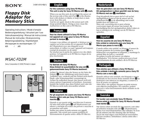 Sony MSAC-FD2M - MSAC-FD2M Istruzioni per l'uso Italiano