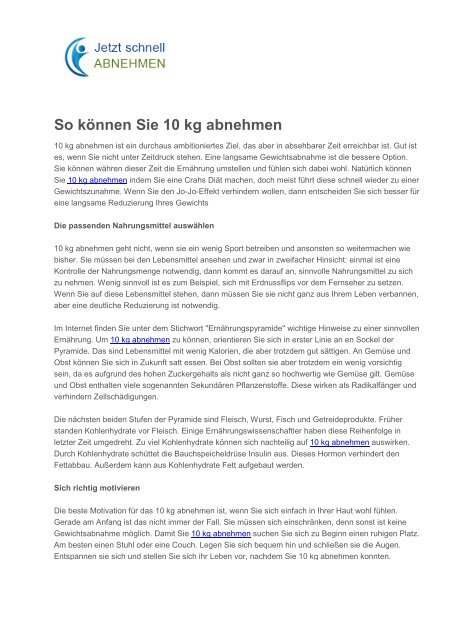 wie 10 kg schnell abnehmen