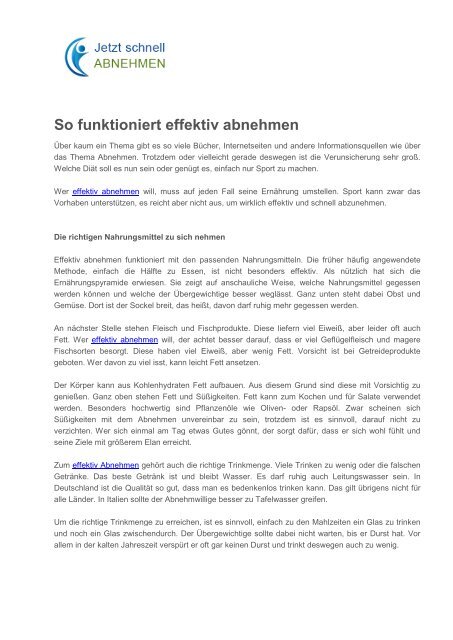schnell und effektiv viel abnehmen