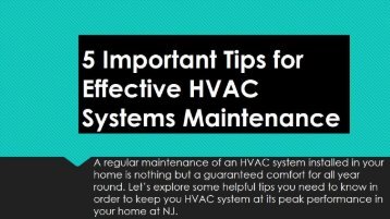 5 Important Tips for Effective HVAC Systems Maintenance in NJ