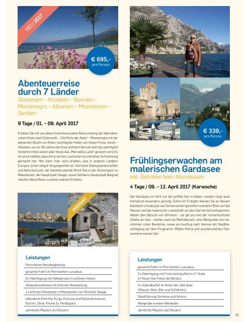 Pernsteiner Reisen - Reisen 2017 mit Bus, Schiff & Flugzeug