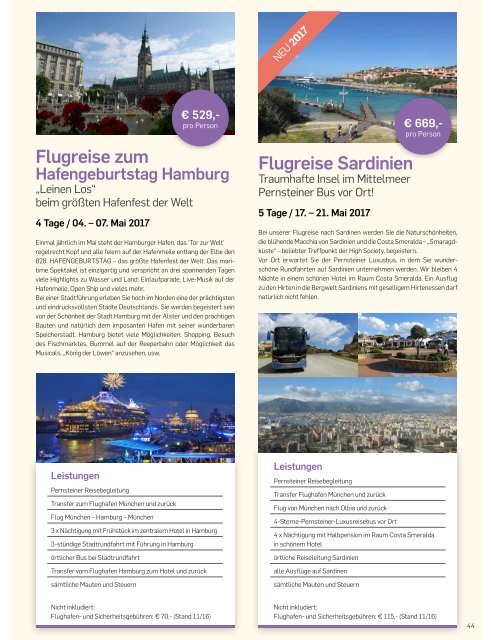 Pernsteiner Reisen - Reisen 2017 mit Bus, Schiff & Flugzeug