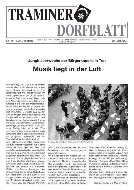 Der Panoramaweg in Meran 2000 - Traminer Dorfblatt