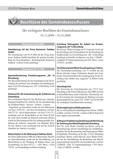 Dorfblatt GEMEINDE KIENS