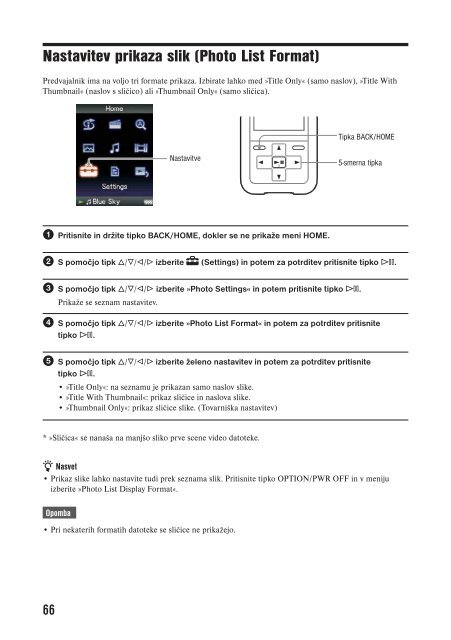 Sony NWZ-S618F - NWZ-S618F Istruzioni per l'uso Sloveno