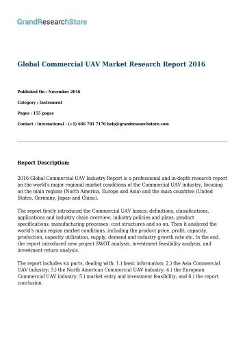 Global Commercial UAV Market Research Report 2016