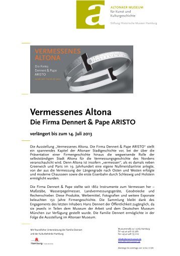 Vermessenes Altona Die Firma Dennert & Pape ... - Altonaer Museum