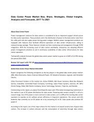 Data Center Power Market Size, Share, Strategies, Global Insights, Analysis and Forecasts, 2017 To 2021