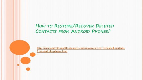 How to Recover Deleted Contacts from Android Phones