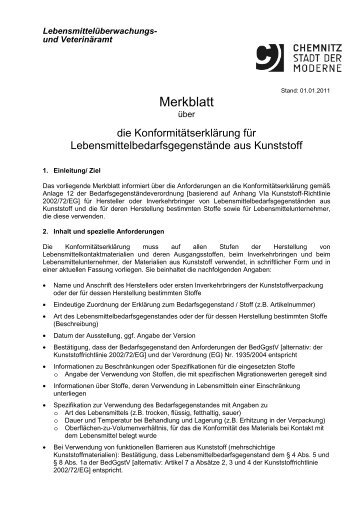 Merkblatt über die Konformitätserklärung für - Chemnitz