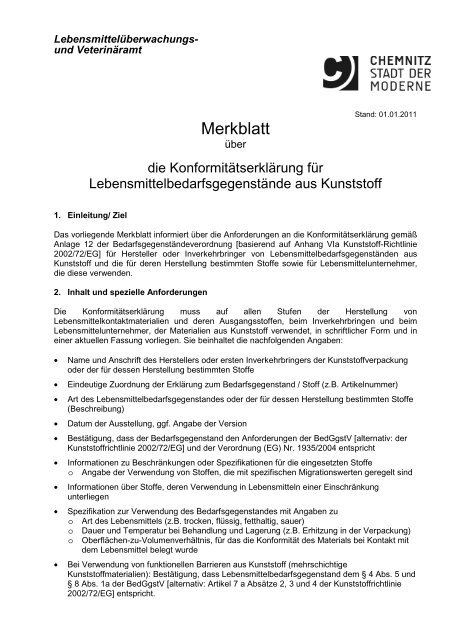 Merkblatt über die Konformitätserklärung für - Chemnitz