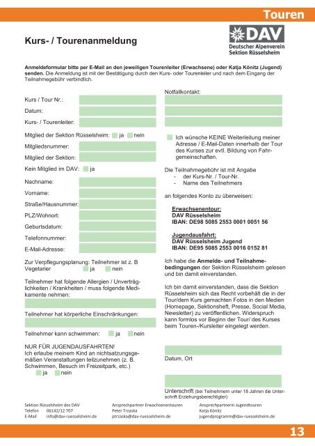 DAV Rüsselsheim Sektionsmitteilungen Nr. 1 2017