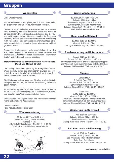 DAV Rüsselsheim Sektionsmitteilungen Nr. 1 2017