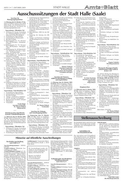 Amtsblatt Nr. 17 vom 07.10.2009 - Stadt Halle (Saale)