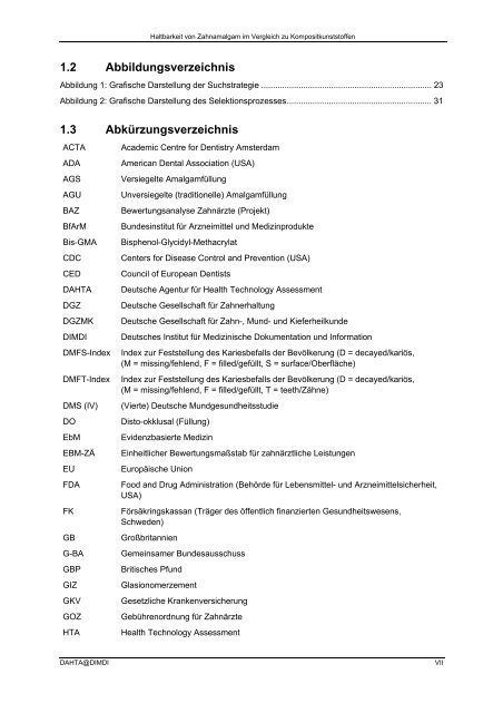 Haltbarkeit von Zahnamalgam im Vergleich zu ... - DIMDI