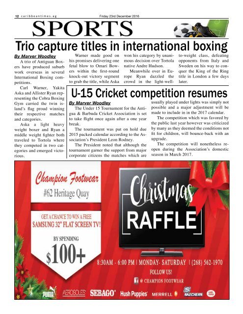 Caribbean Times 63rd Issue - Friday 23rd December 2016