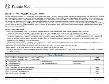 Loan-Level Price Adjustment (LLPA) Matrix