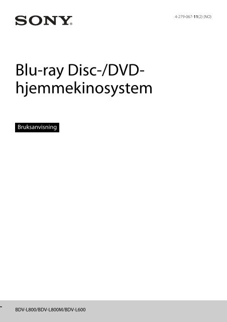 Sony BDV-L800 - BDV-L800 Istruzioni per l'uso Norvegese