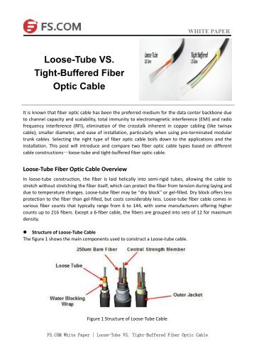 Loose-Tube VS. Tight-Buffered Fiber Optic Cable