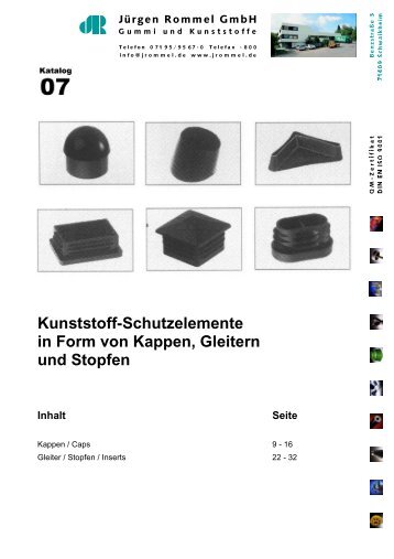 Kunststoff-Schutzelemente in Form von Kappen, Gleitern und ...