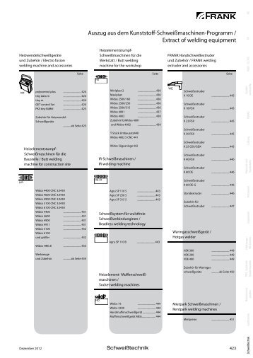 Auszug: Kunststoff-Schweißtechnik (PDF) - Frank GmbH