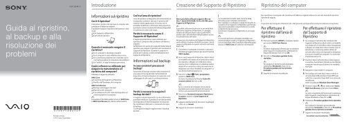 Sony VPCCA3S1R - VPCCA3S1R Guida alla risoluzione dei problemi Italiano