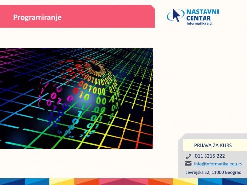 Nastavni centar Informatika – katalog kurseva i obuka