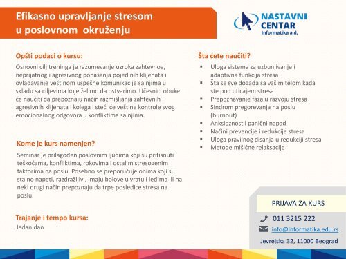 Nastavni centar Informatika – katalog kurseva i obuka