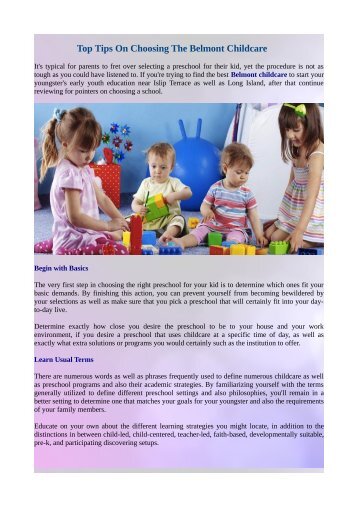 Top Tips On Choosing The Belmont Childcare