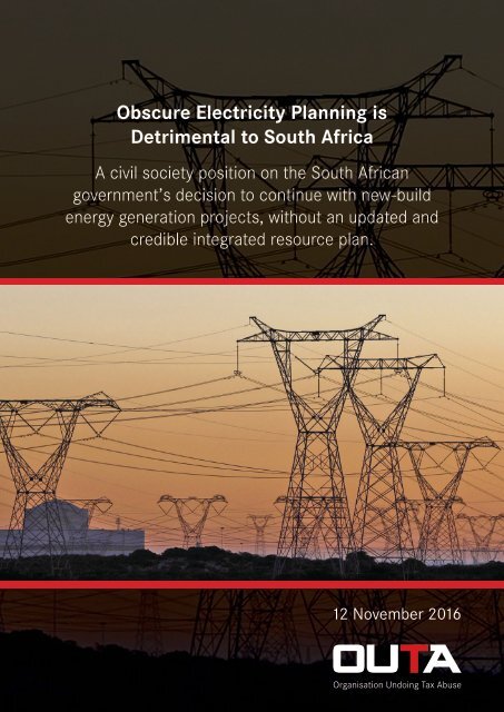 Obscure Electricity Planning is Detrimental to South Africa