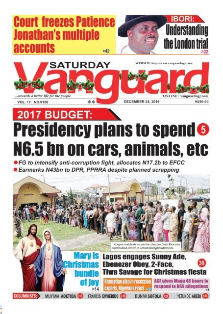 2017 BUDGET: Presidencey plans to spend N6.5bn on cars, animals, etc