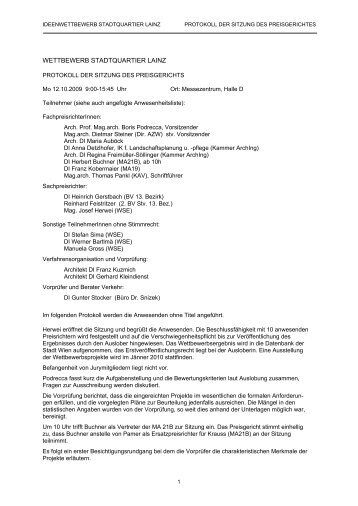 Protokoll der Sitzung des Preigerichts vom 10.12.2009
