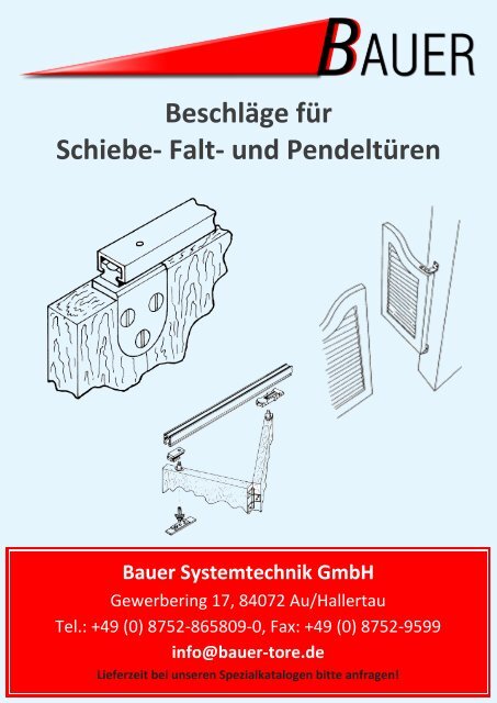 Beschläge für Schiebe- Falt- und Pendeltüren