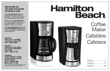 Hamilton Beach Programmable Thermal Coffee Maker (46896A) - Use and Care Guide