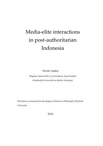 Media-elite interactions in post-authoritarian Indonesia