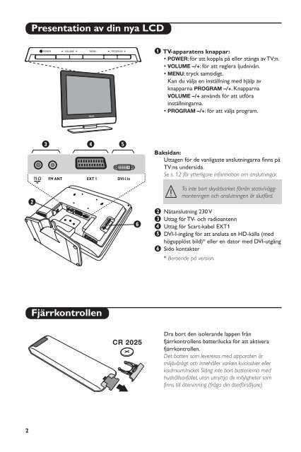 Philips Flat TV - Mode d&rsquo;emploi - SWE