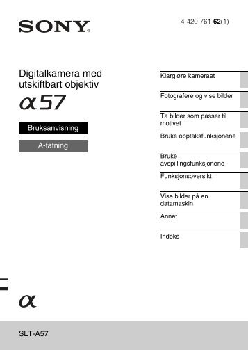 Sony SLT-A57M - SLT-A57M Istruzioni per l'uso Norvegese