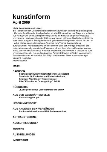 kunstinform April 2009 - Chemnitzer Künstlerbund eV