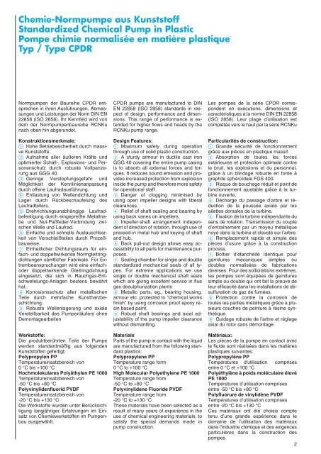 Chemie-Normpumpe aus Kunststoff Standardized ... - Friatec