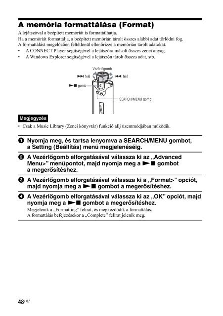 Sony NW-A608 - NW-A608 Istruzioni per l'uso Ungherese